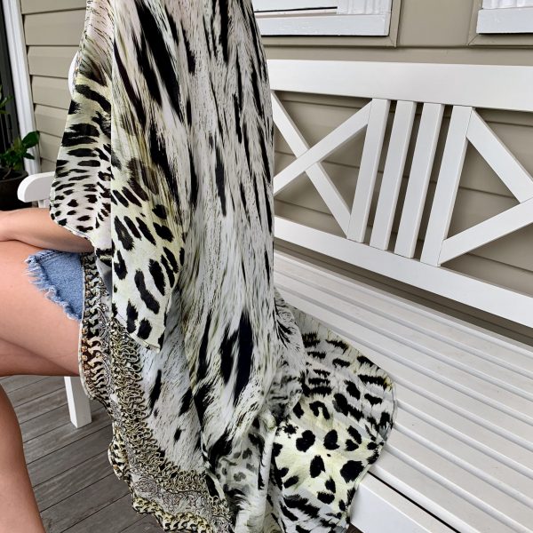 Snow Leopard Embellished Cape
