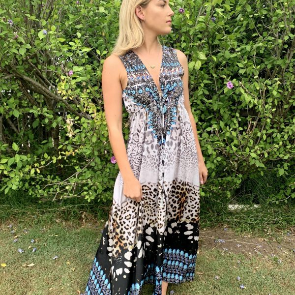 Snow Leopard Embellished Dress